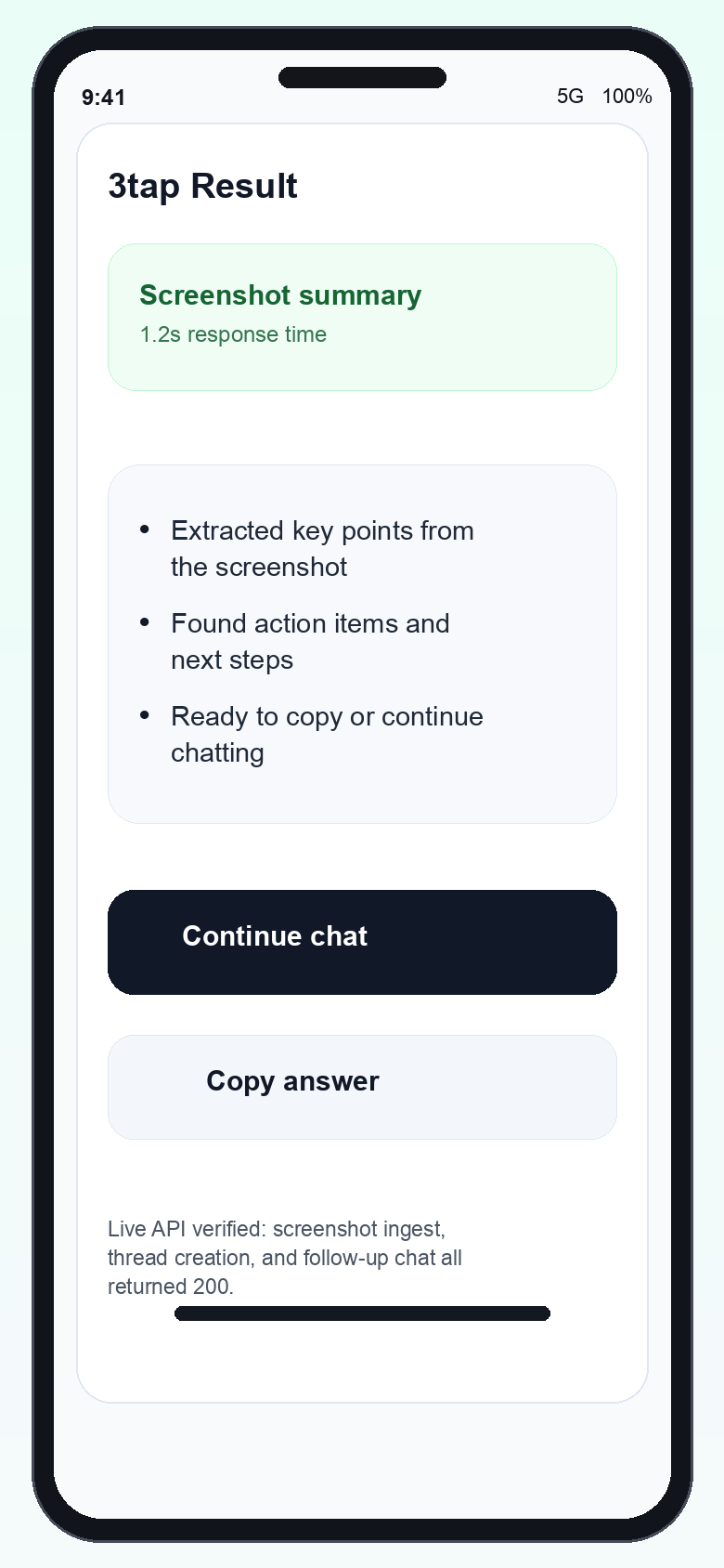 3tap AI answer result screen